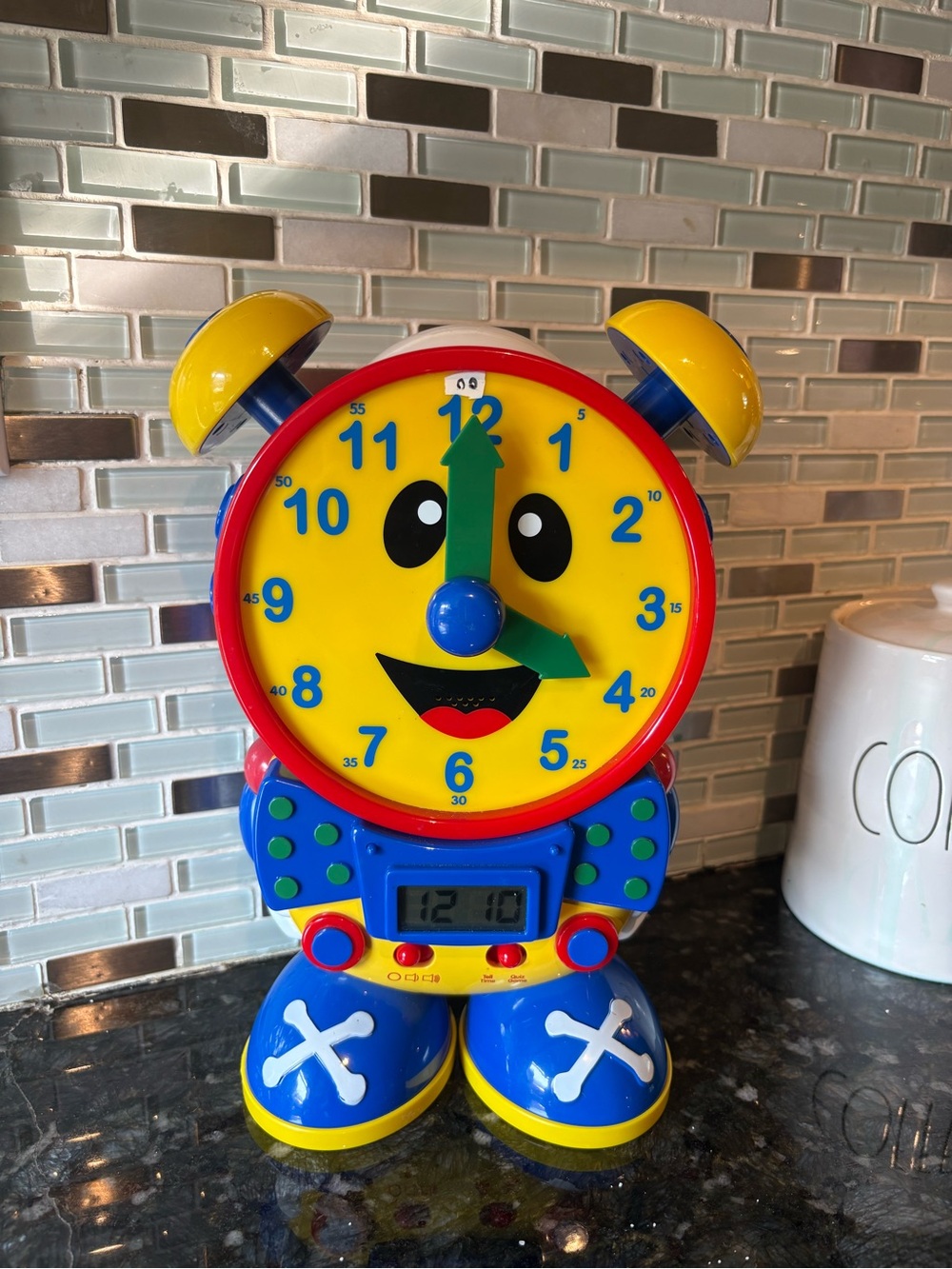 The Learning Journey Play Clock Toy - Yellow & Blue Learn to Tell Time